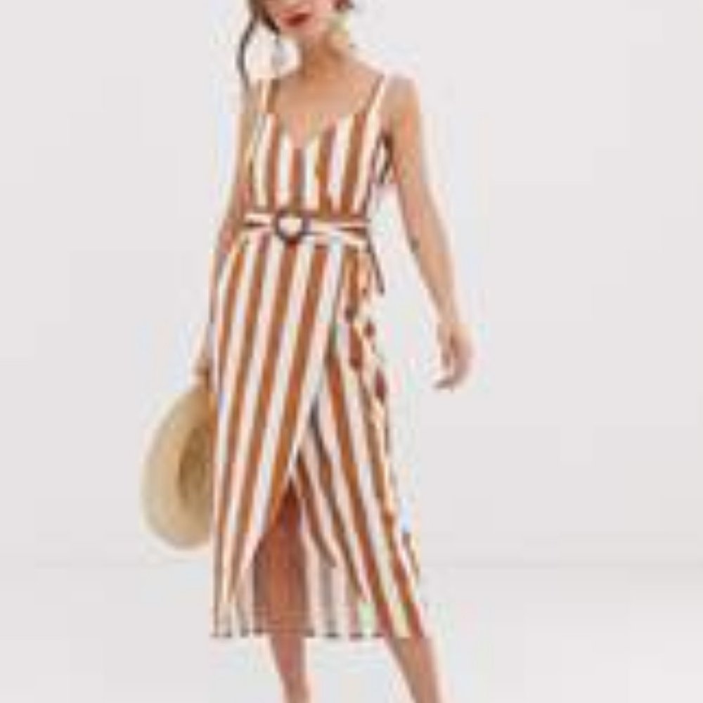 ASOS DESIGN wrap maxi dress with buckle belt